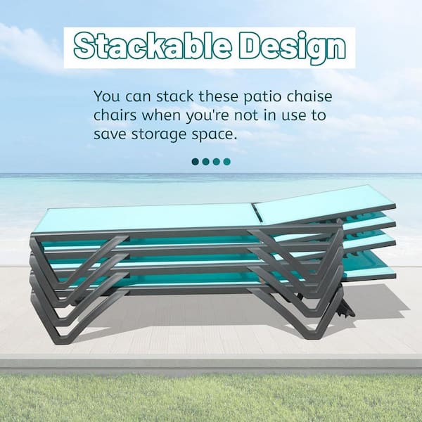 エメラルド Lake Blue 2-Piece Aluminum Outdoor Lounge Chair, Patio