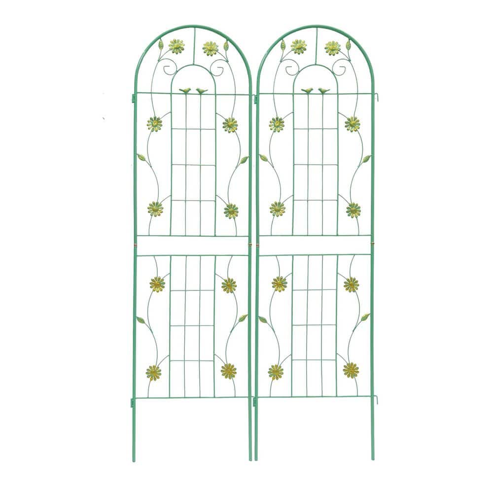 Green 2 Pack 19.7 x 71 in. H Rustic Iron Arch Decoration Garden Trellis, Pe