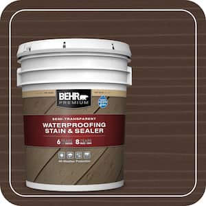 5 gal. #ST-201 English Brown Semi-Transparent Waterproofing Exterior Wood Stain and Sealer