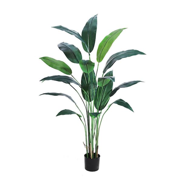 6 ft. Artificial Bird of Paradise Plant in Pot, Artificial Palm Tree with with 17-Trunks Faux Leaves Decor