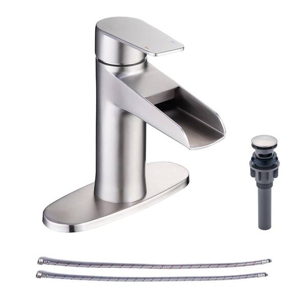 RAINLEX Waterfall SingleHandle Single Hole LowArc Bathroom Faucet