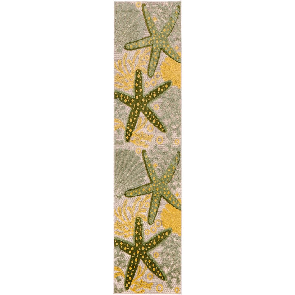 Aloha Green Yellow 2 ft. x 8 ft. Nautical Contemporary Indoor/Outdoor Runner Area Rug price history on PriceWatchPro
