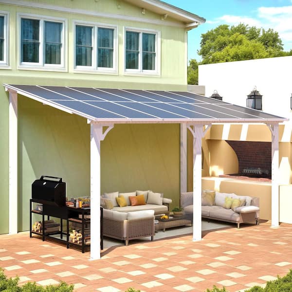AECOJOY 14 ft. x 8 ft. White Aluminum Patio Cover 16408WH-HD01