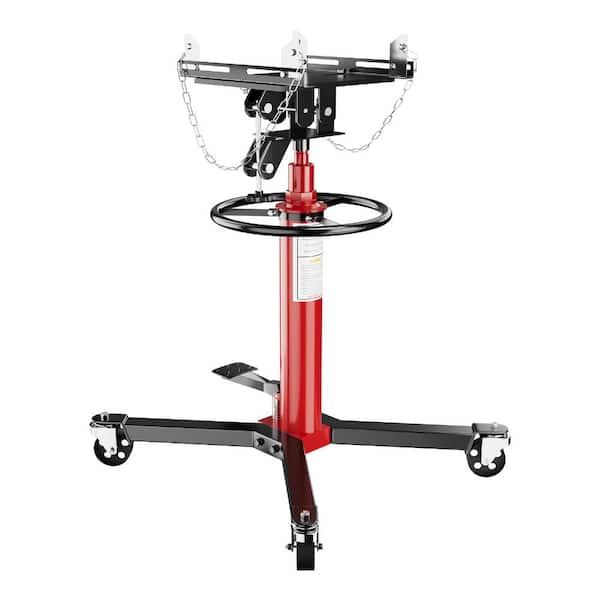 Heavy Duty 2-Stage Adjustable High Lift Telescopic Hydraulic Powertrain Jack with Foot Pedal & 360° Swivel Wheels