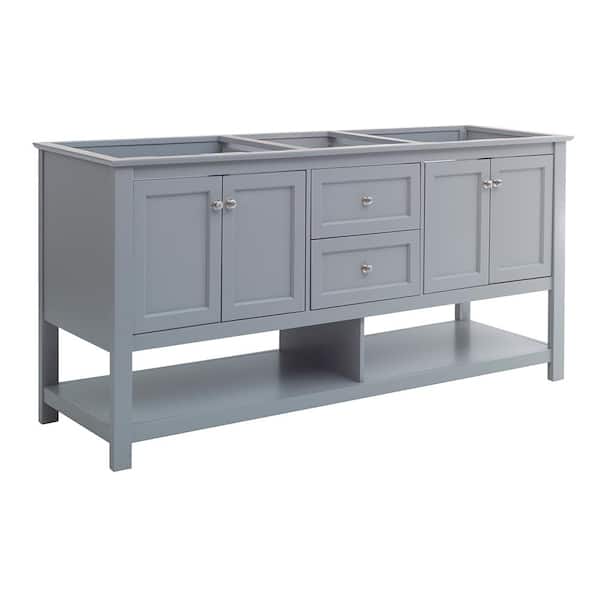 Fresca Manchester 72 in. Double Bath Vanity Cabinet without Top in Gray - Shaker-Style