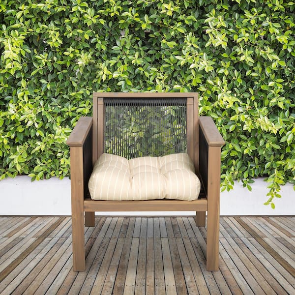 Classic Accessories 19 in. W Square Patio Seat Cushion in Soft Beige, Stripe 2-Pack