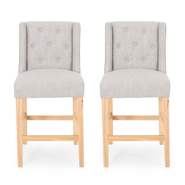 Noble House Landria 40.50 in. Light Grey Wingback Counter Stool (Set of 2)