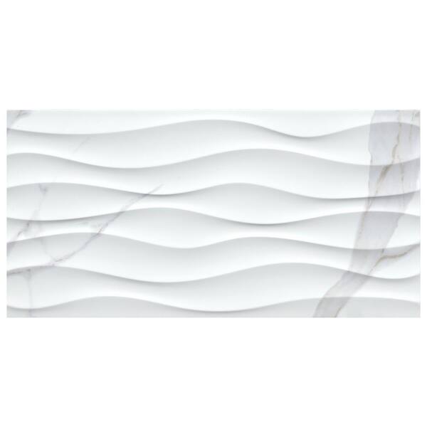 MSI Dymo Statuary Wavy White 12 in. x 24 in. Glossy Ceramic 3D