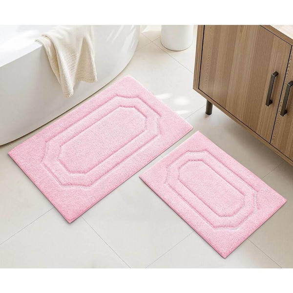 Pink Extra Soft and Absorbent Microfiber Rectangle 2 Piece Bath