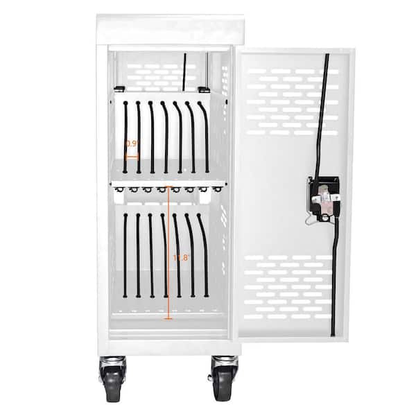 12 in. 16-Compartment Removable Locking Charging Cabinet for Laptop, Chromebook-White