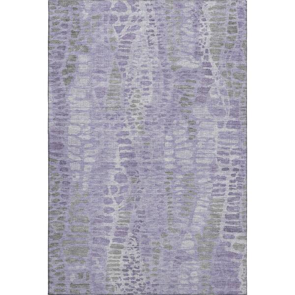 Mayfield Premium Machine Washable Abstract AMF2382 Purple 5 ft. x 7 ft. 6 in. Area Rug