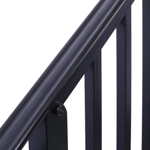 HOMEIBRO 66 in. H x 47 in. W Black Steel Stair Railing Kit