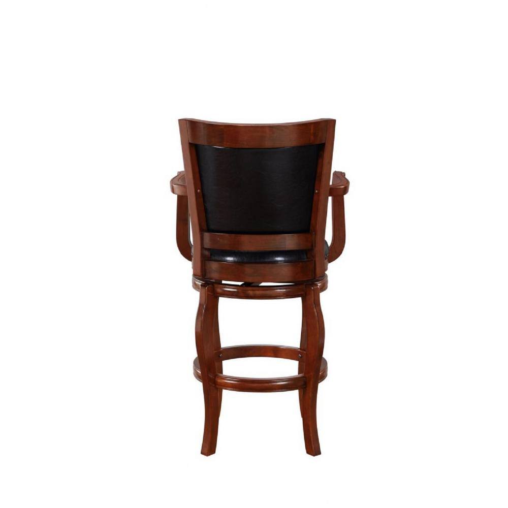 Cherry Wood and Leather Swivel Bar Stool, 44.5" Height