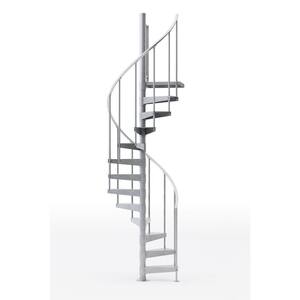 Reroute Galvanized Exterior 42in Diameter, Fits Height 85in - 95in, 1 36in Tall Platform Rail Spiral Staircase Kit