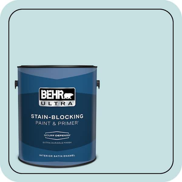 BEHR ULTRA 1 gal. #T17-04 Peek a Blue Extra Durable Satin Enamel Interior Paint & Primer
