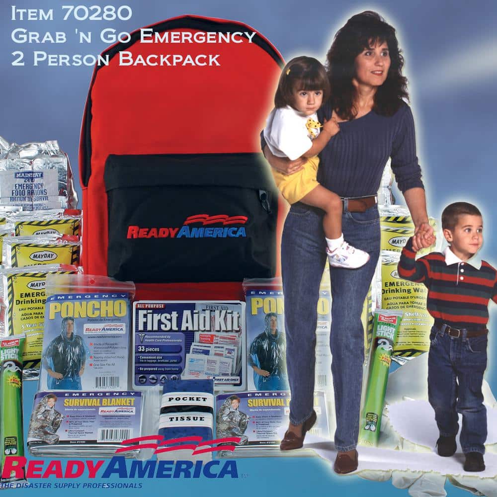 Ready America Red 2-Person 3-Day Emergency Survival Kit