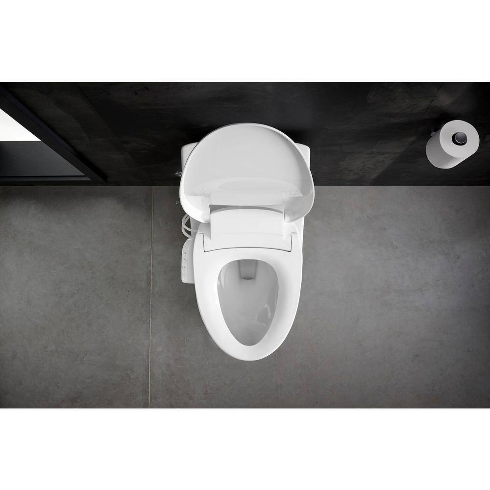 White Elongated Warm Water Bidet Toilet Seat with UV Sanitizing