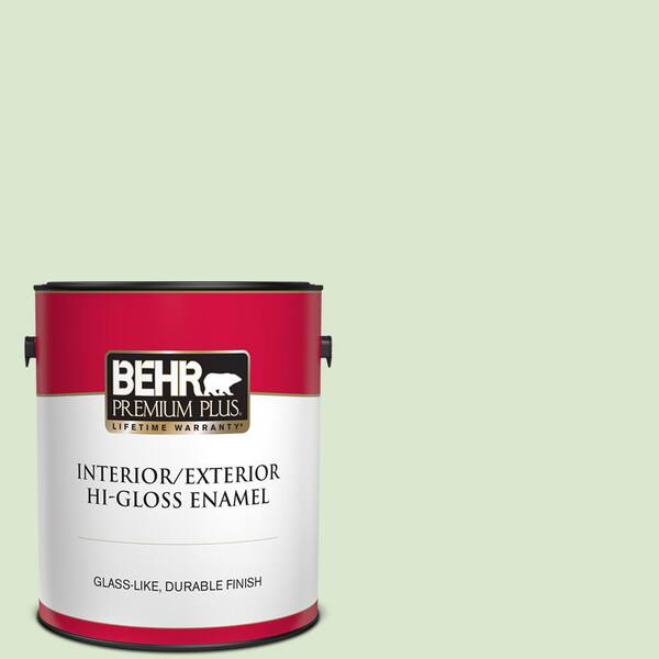 BEHR PREMIUM PLUS 1 gal. #T12-18 Minty Frosting Hi-Gloss Enamel Interior/Exterior Paint