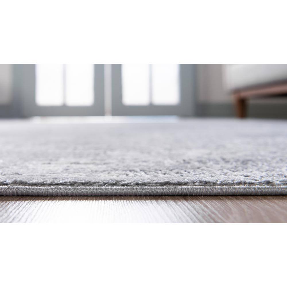 Serene Light Gray Geometric 6' Square Synthetic Area Rug