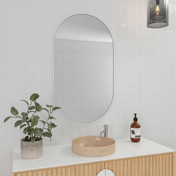 Nia 22 in. W x 38 in. H x 5 in. D Recessed Medicine Cabinet in White with Mirror