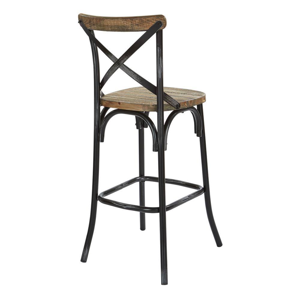 Antique Black 30" Adjustable Swivel Bar Stool with Wood Seat