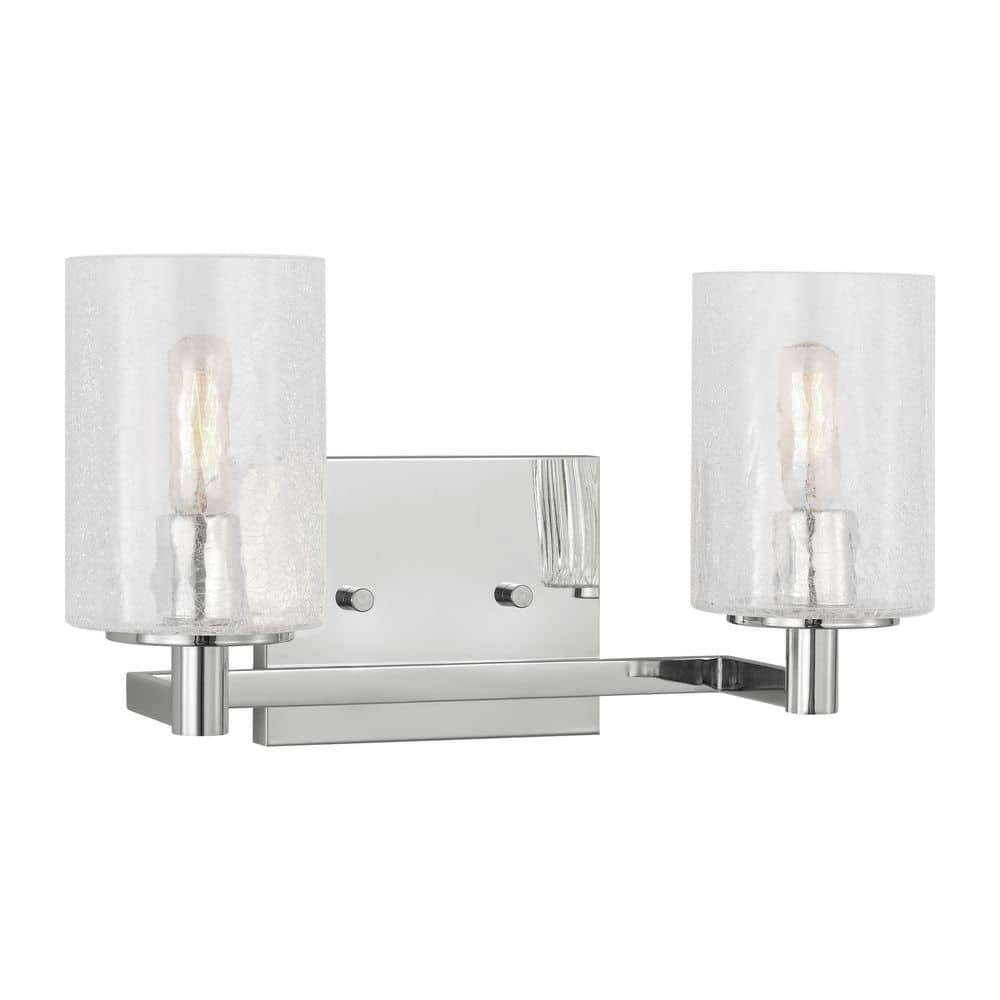 Parker 14.25 in. W x 7.75 in. H 2-Light Chrome Bathroom Vanity Light with Clear Crackle Glass Shades price history on PriceWatchPro