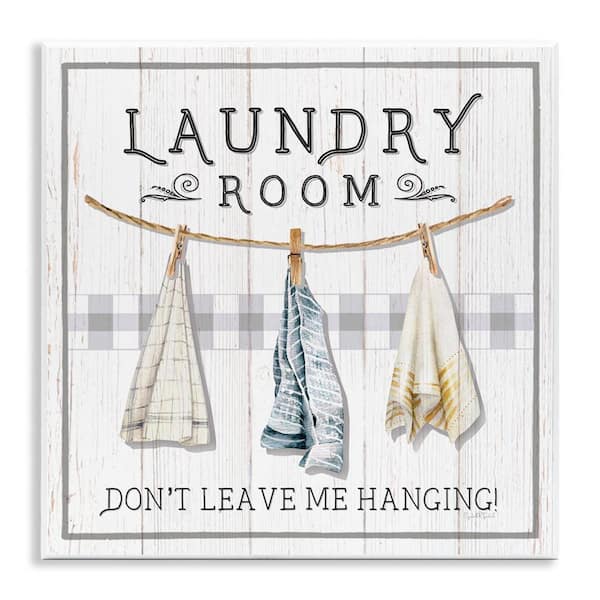 Laundry Room Hanging Towels by Elizabeth Tyndall Unframed Graphic Art Print Typography 12 in. x 12 in.