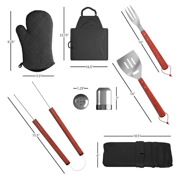 Details about   7 IN 1 BBQ Tools Utensil Set Barbecue Grilling Apron Spatula Tongs Shakers 
