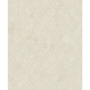 White Rauta Pearl Hexagon Tile Paper Non-Woven Wallpaper Roll