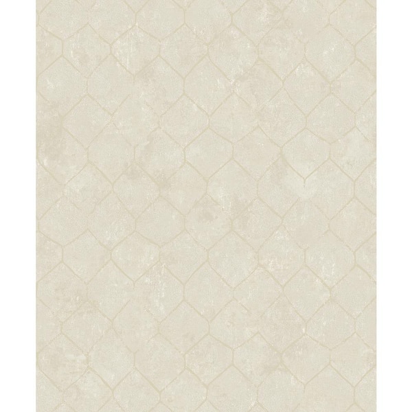 A-Street Prints White Rauta Pearl Hexagon Tile Paper Non-Woven Wallpaper Roll
