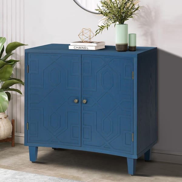 CHRISTOPHER KNIGHT HOME Sterling Modern Navy Blue 31.80 in. H Accent Storage Cabinet with 2-Door, Adjustable Shelves