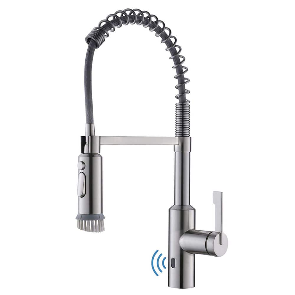 FLG Single Handle Touchless Kitchen Faucet With Pull Down Sprayer   Brushed Nickel Flg Pull Down Kitchen Faucets Cc 0056 Bn 64 1000 