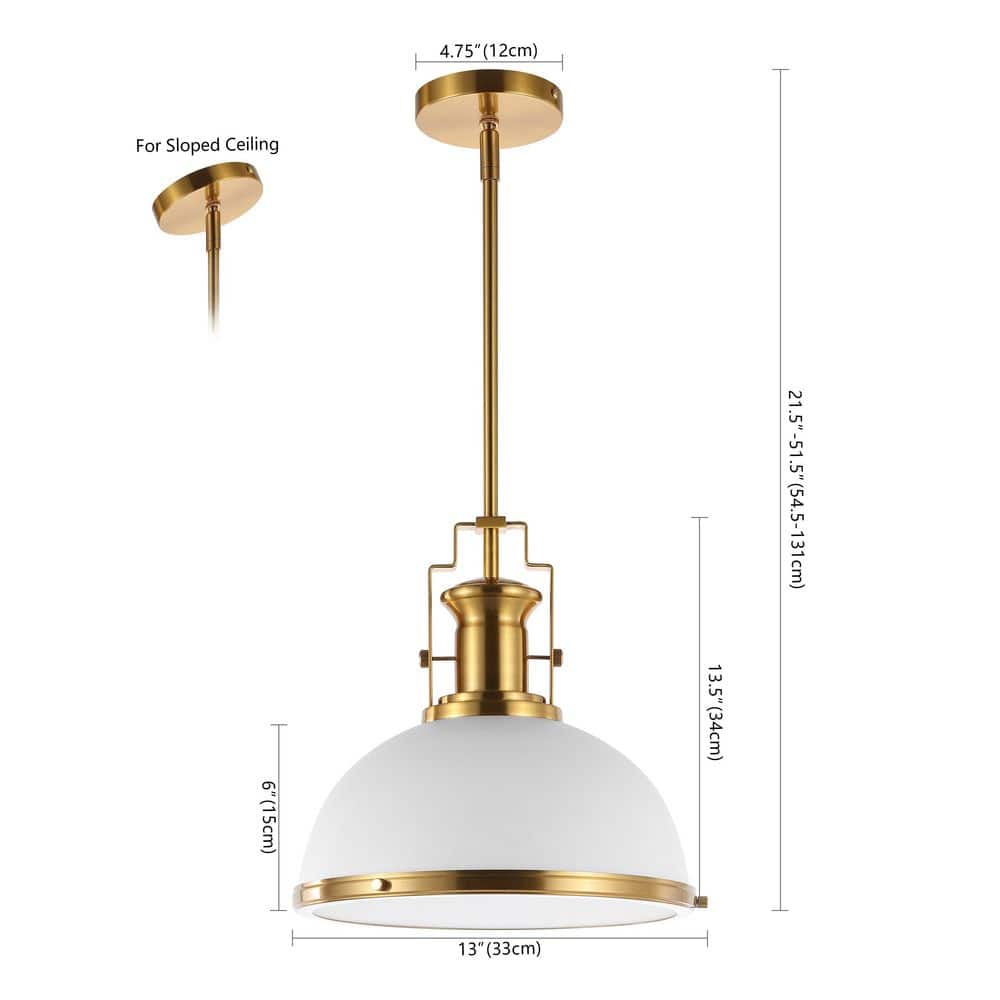 Homer 13" Brass Gold and White LED Dome Pendant Light