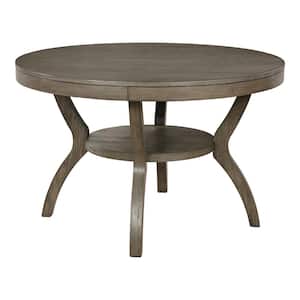Idyllwild Gray Solid Wood 48 in. Pedestal Round Dining Table (Seats 4)
