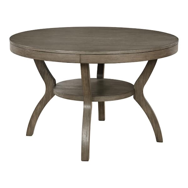 Idyllwild Gray Solid Wood 48 in. Pedestal Round Dining Table (Seats 4)