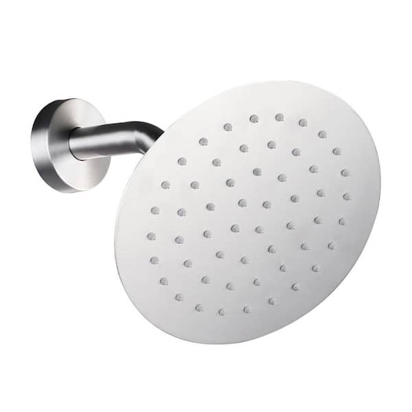 1-Spray Pattern with 1.75 GPM 8 in. Wall Mount Rain Fixed Shower Head in Brushed Nickel