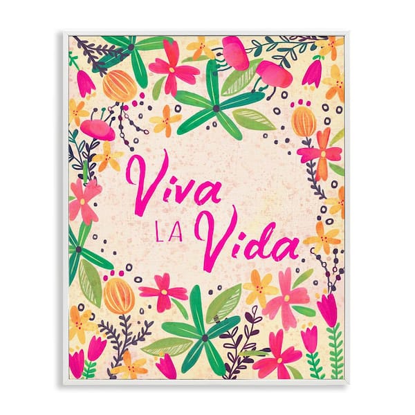 Stupell Industries Live Life Florals by Josefina White Framed Typography Giclee Art Print 14 in. x 11 in.