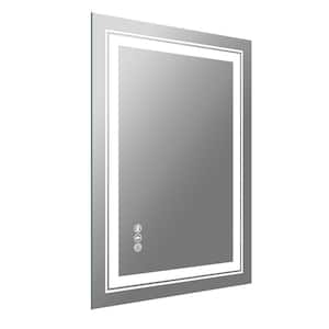 20 in. W x 28 in. H Rectangular Frameless Dimmable LED Light Anti-Fog Wall Bathroom Vanity Mirror Super Bright