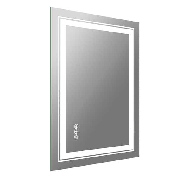 BWE 20 in. W x 28 in. H Rectangular Frameless Dimmable LED Light Anti-Fog Wall Bathroom Vanity Mirror Super Bright
