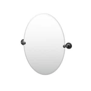 Designer 20 in. W x 27 in. H Frameless Oval Beveled Edge Bathroom Vanity Mirror in Matte Black