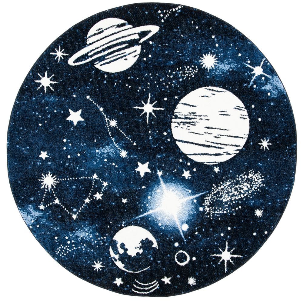 Carousel Kids 7 ft. x 7 ft. Dark Blue/Light Blue Galaxy Round Area Rug price history on PriceWatchPro
