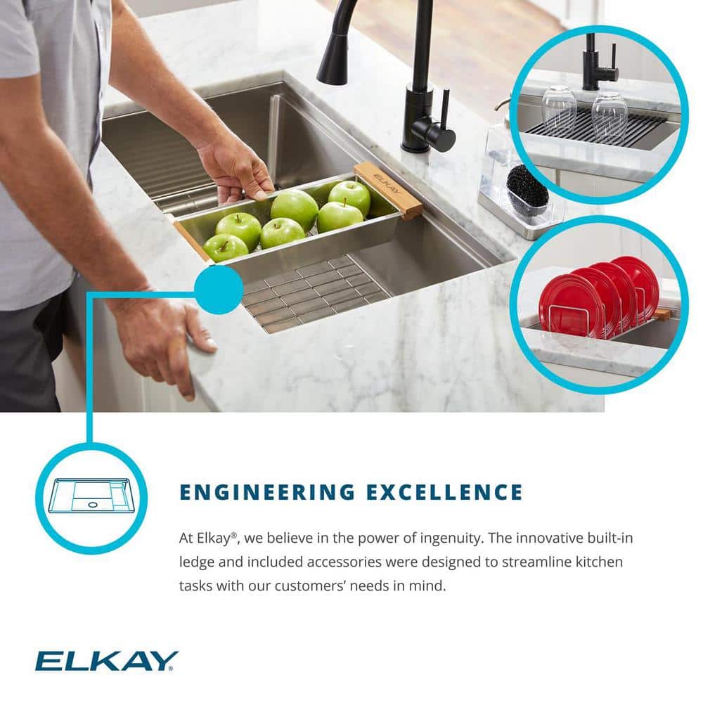 Crosstown 31.5" Stainless Steel Undermount Workstation Kitchen Sink