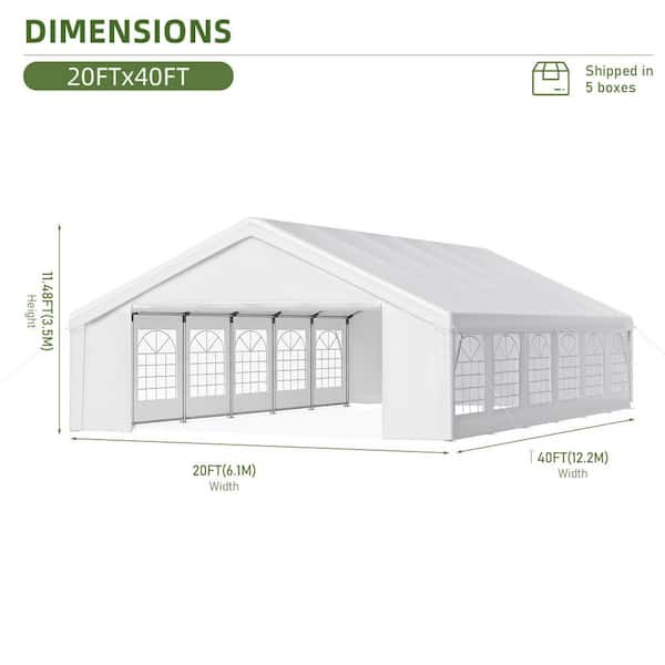 Sizzim 40 ft. x 20 ft. White PVC Fire Retardant Outdoor Party