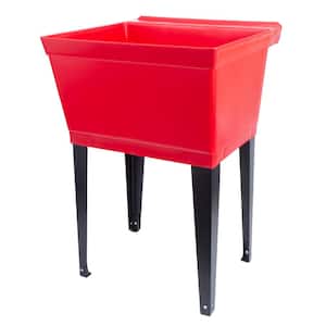 22.875 in. x 23.5 in. Thermoplastic Freestanding Red Utility Sink Set with Adjustable Legs