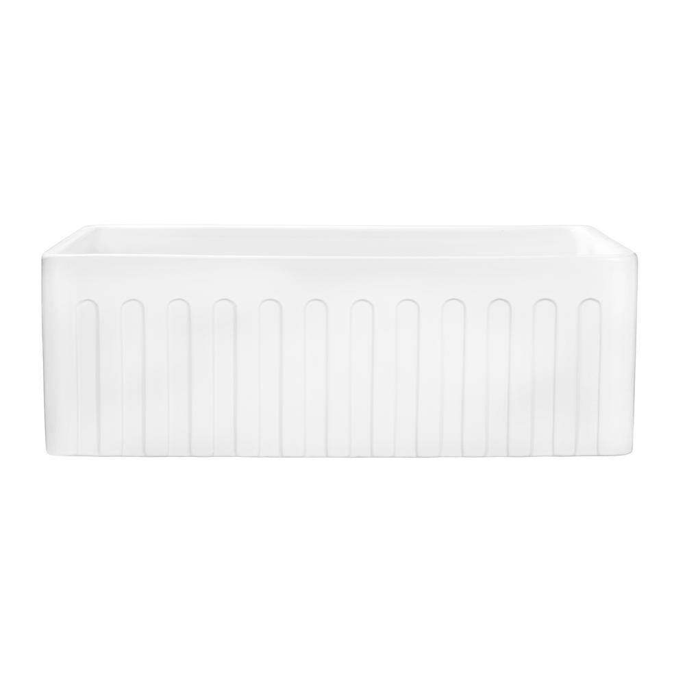 Ruvati 33" White Fireclay Reversible Farmhouse Kitchen Sink