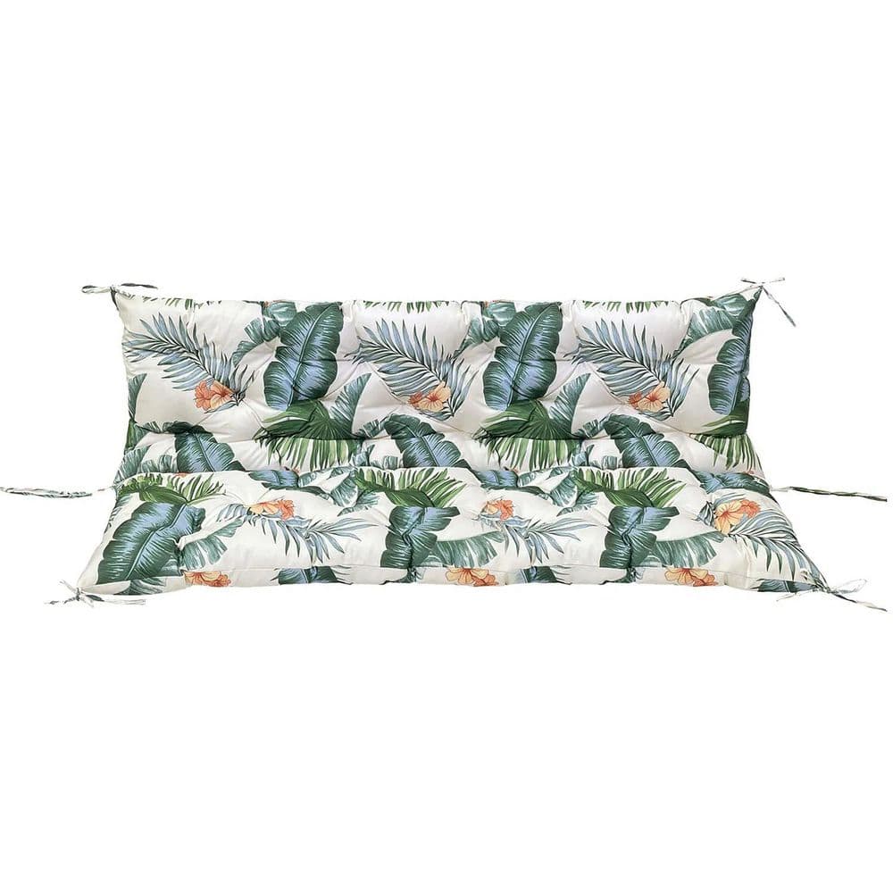 White Floral Outdoor Bolster without Tassels 1-Pack Outdoor Throw Pillows