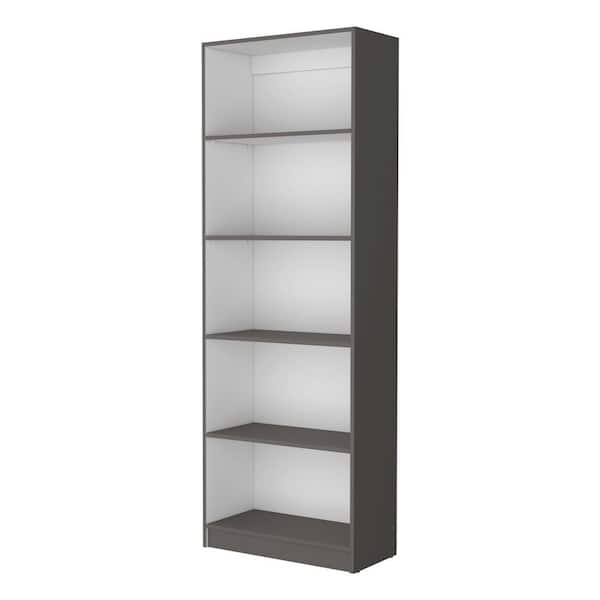 11.70 in. W x 24.70 in. D x 71.10 in. H Multi-Colored Wood Freestanding Linen Cabinet with 5-Shelves in Grey+White
