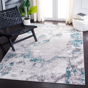 Amelia Gray/Turquoise 4 ft. x 6 ft. Abstract Distressed Area Rug