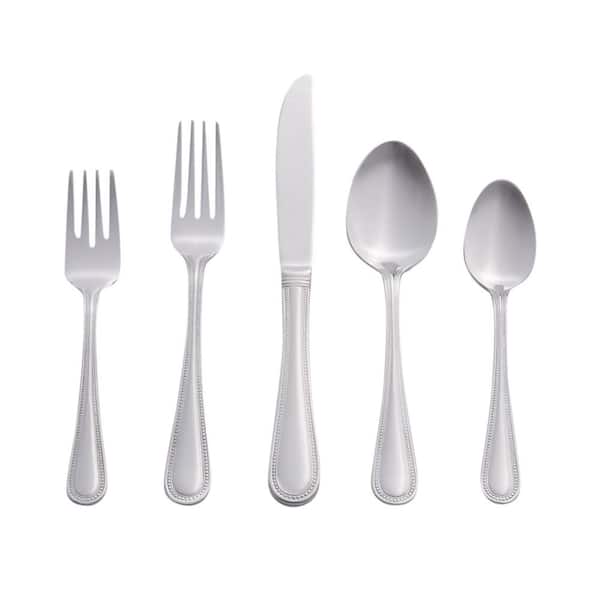 RiverRidge Home Beaded 46-Piece Silver Stainless Steel Flatware Set (Service for 8)