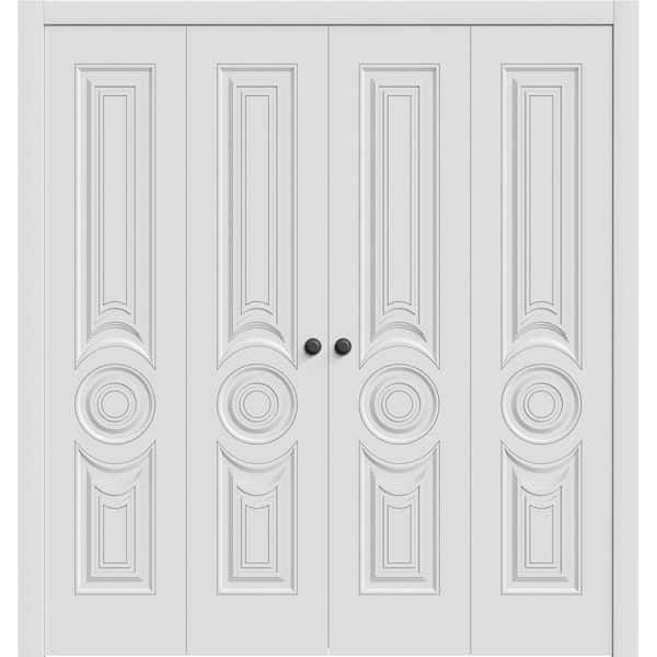 7855 96 in. x 96 in. Sold Core White Enamel Color Wood Bi-fold Door with Hardware